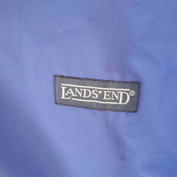 LANDS END Squall Jacket Coat Men's L Fleece Lined Blue Pockets Full Zip Patch - Picture 13 of 16